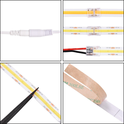UL Flexível LED Strip Famous Chip 24V Ultra Thin Silicone 10mm placa de PCB IP20 528 cob led luzes
