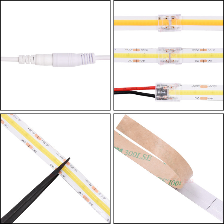 UL Flexível LED Strip Famous Chip 24V Ultra Thin Silicone 10mm placa de PCB IP20 528 cob led luzes