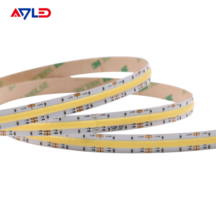 Alta potência Dual White COB CCT Strip Light 3000K-6500K Temperatura de cor Iluminação uniforme UL Listed Tape Light
